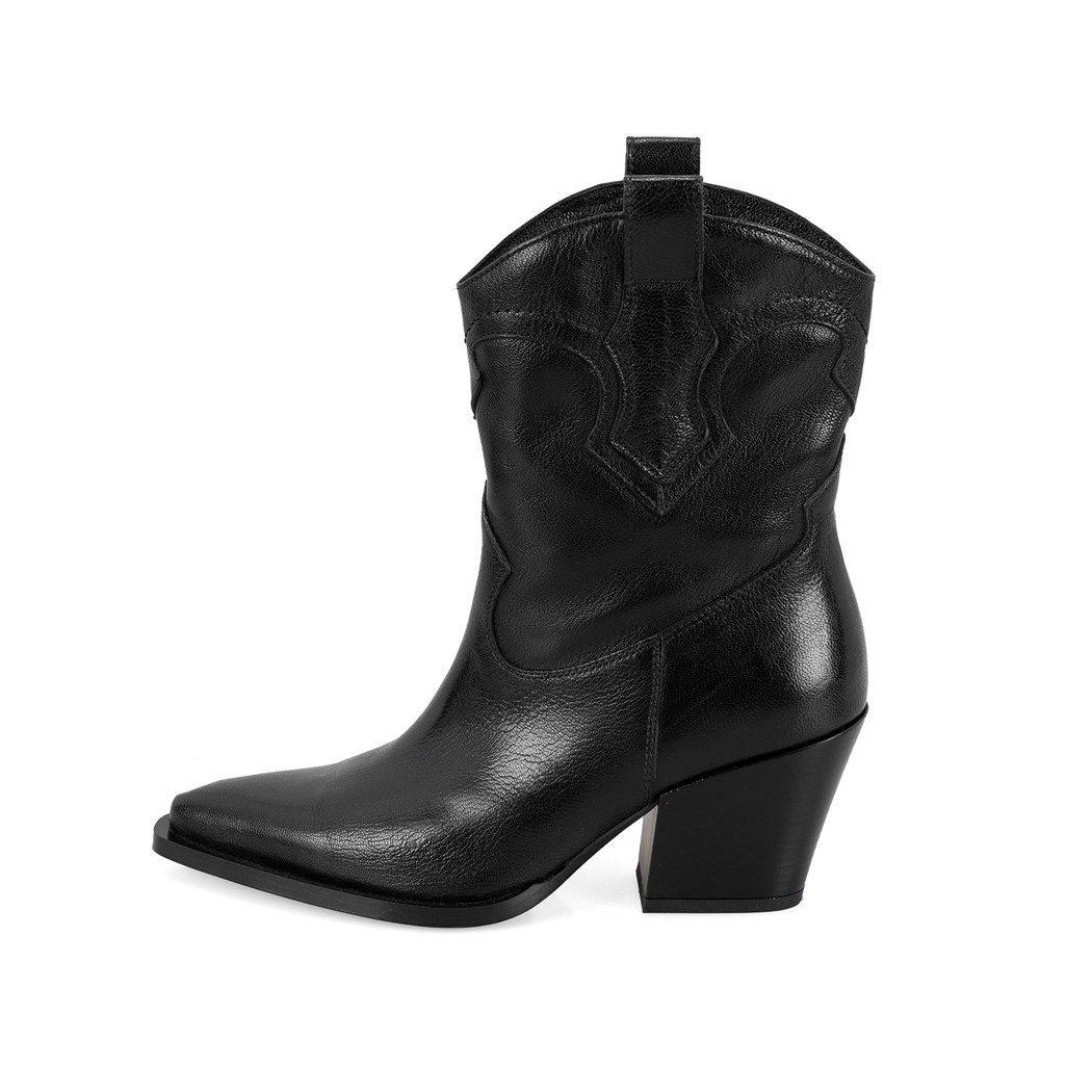 Kadın Siyah Deri Kovboy Bot