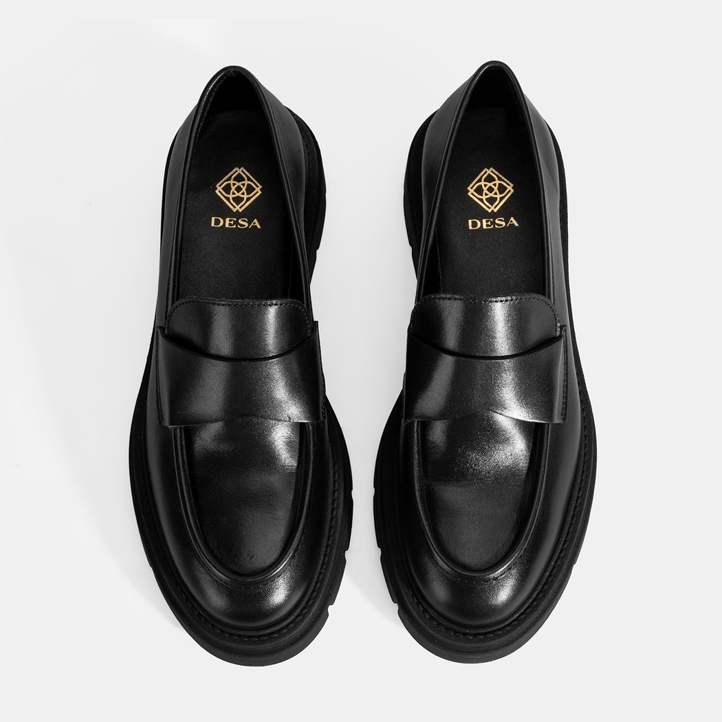 Kadın Siyah Deri Loafer