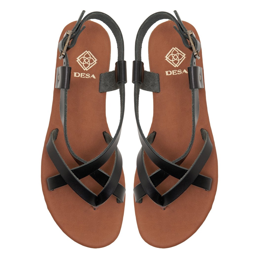 Kadın Siyah Deri Sandalet