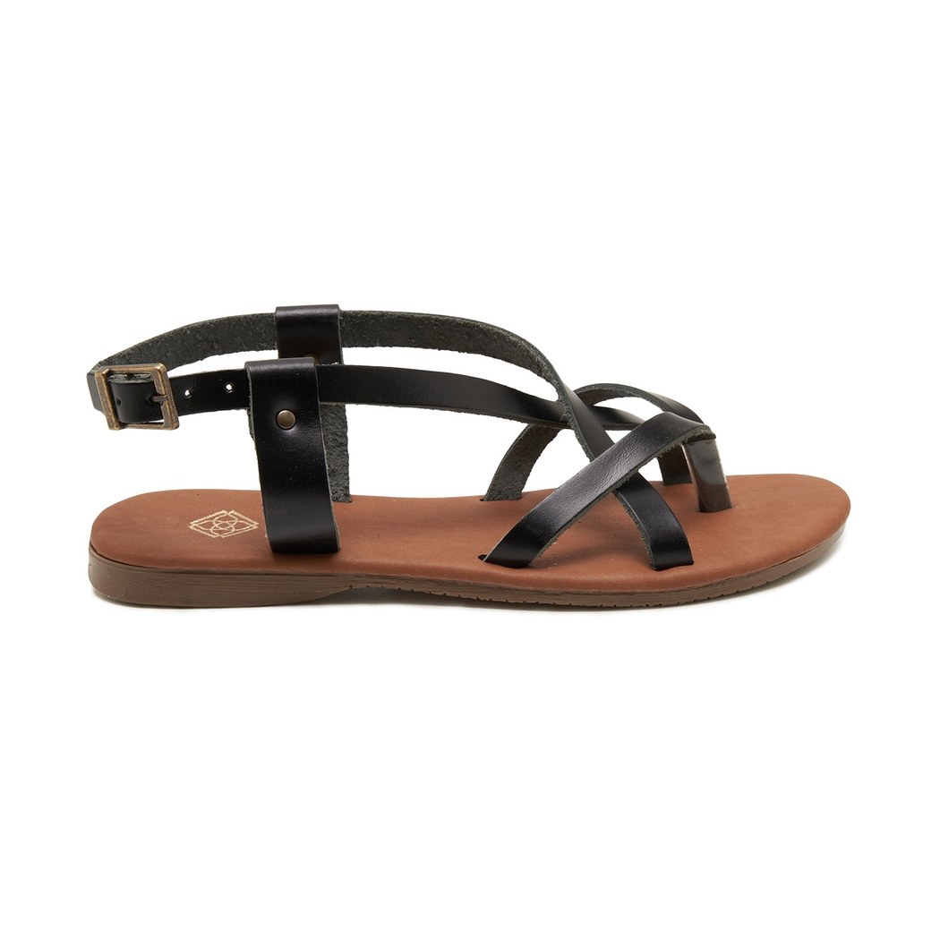Kadın Siyah Deri Sandalet