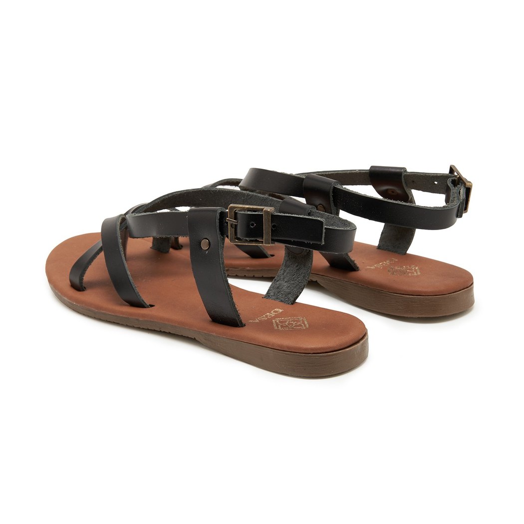 Kadın Siyah Deri Sandalet