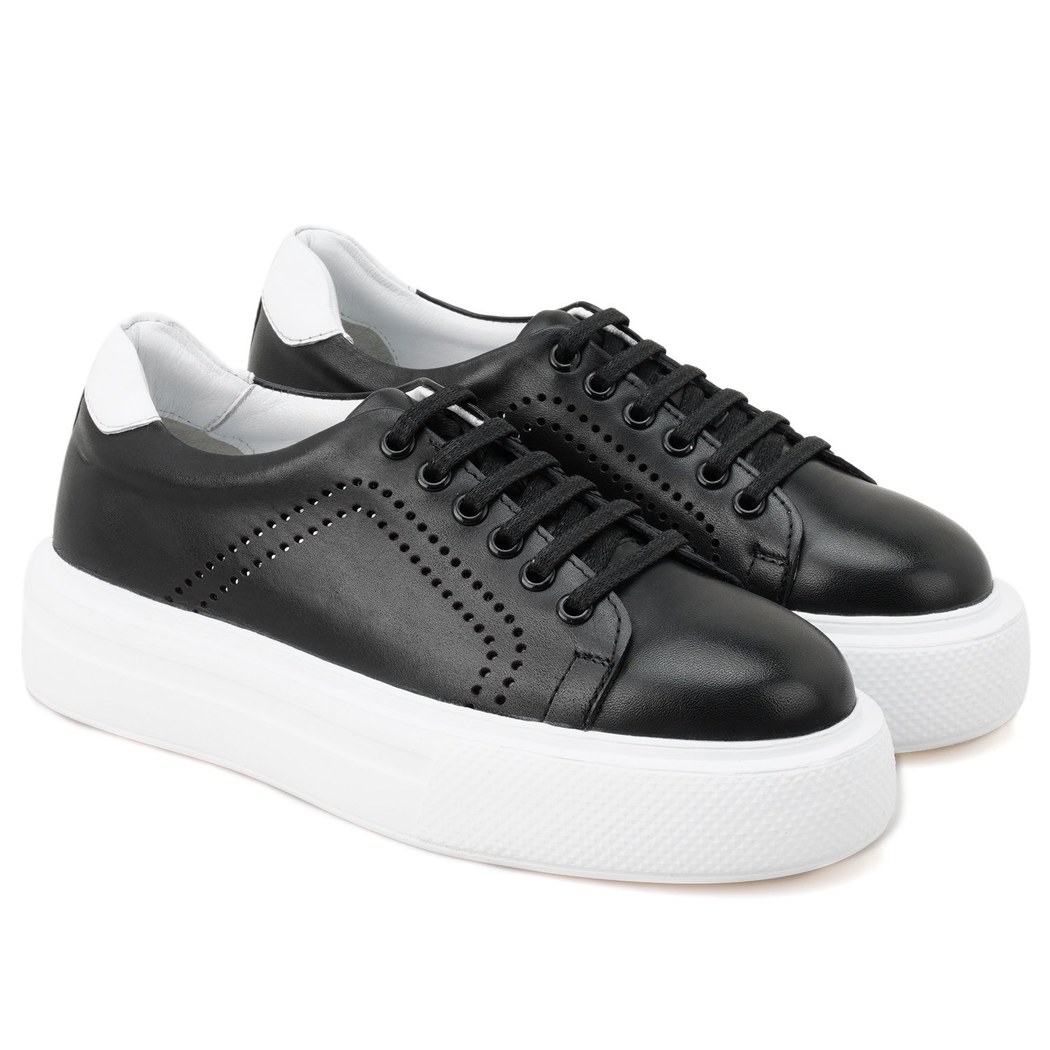 Kadın Siyah Deri Spor Ayakkabı