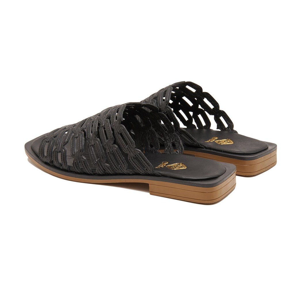 Kadın Siyah Deri Terlik