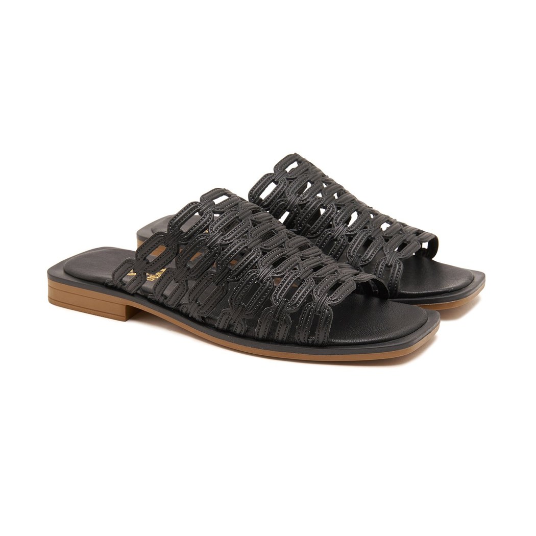 Kadın Siyah Deri Terlik