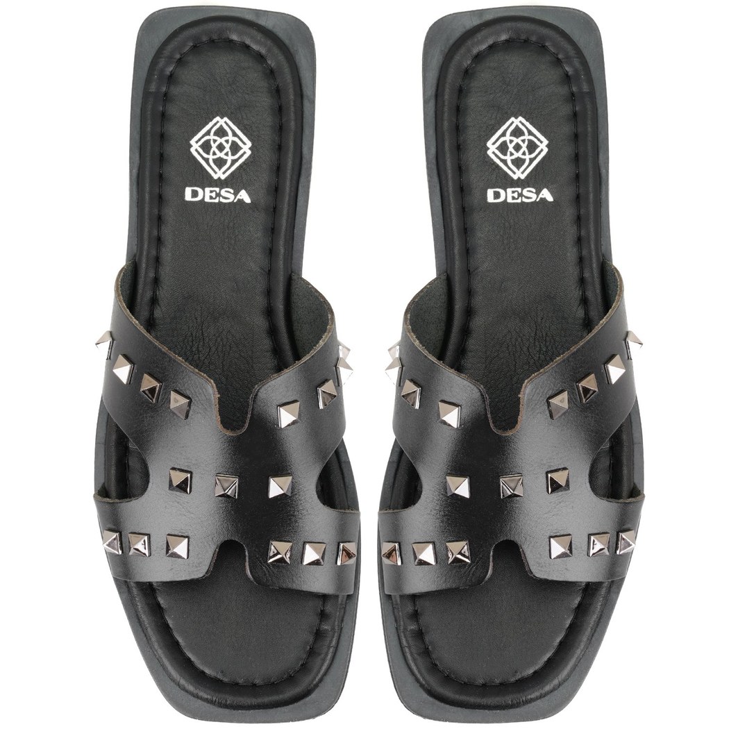 Kadın Siyah Deri Terlik