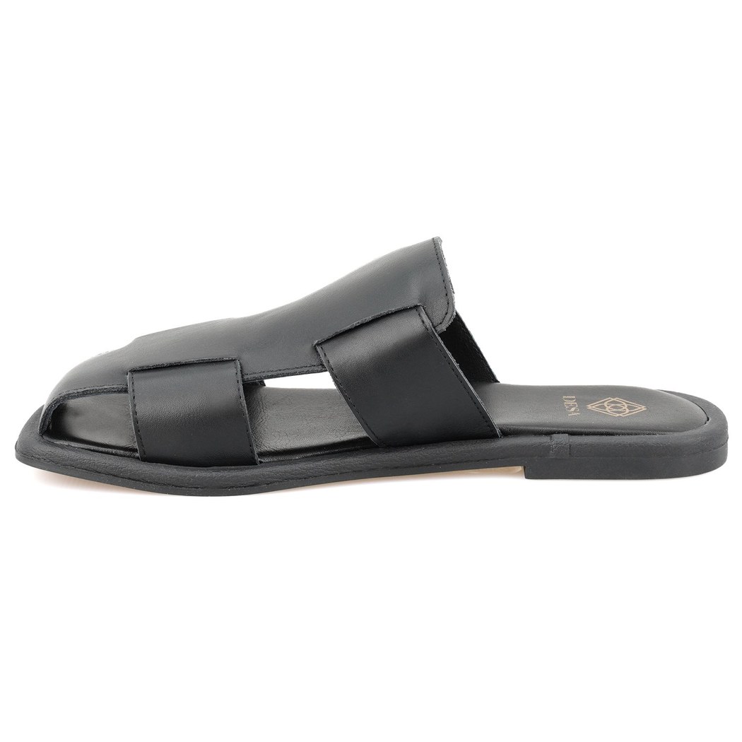 Kadın Siyah Deri Terlik