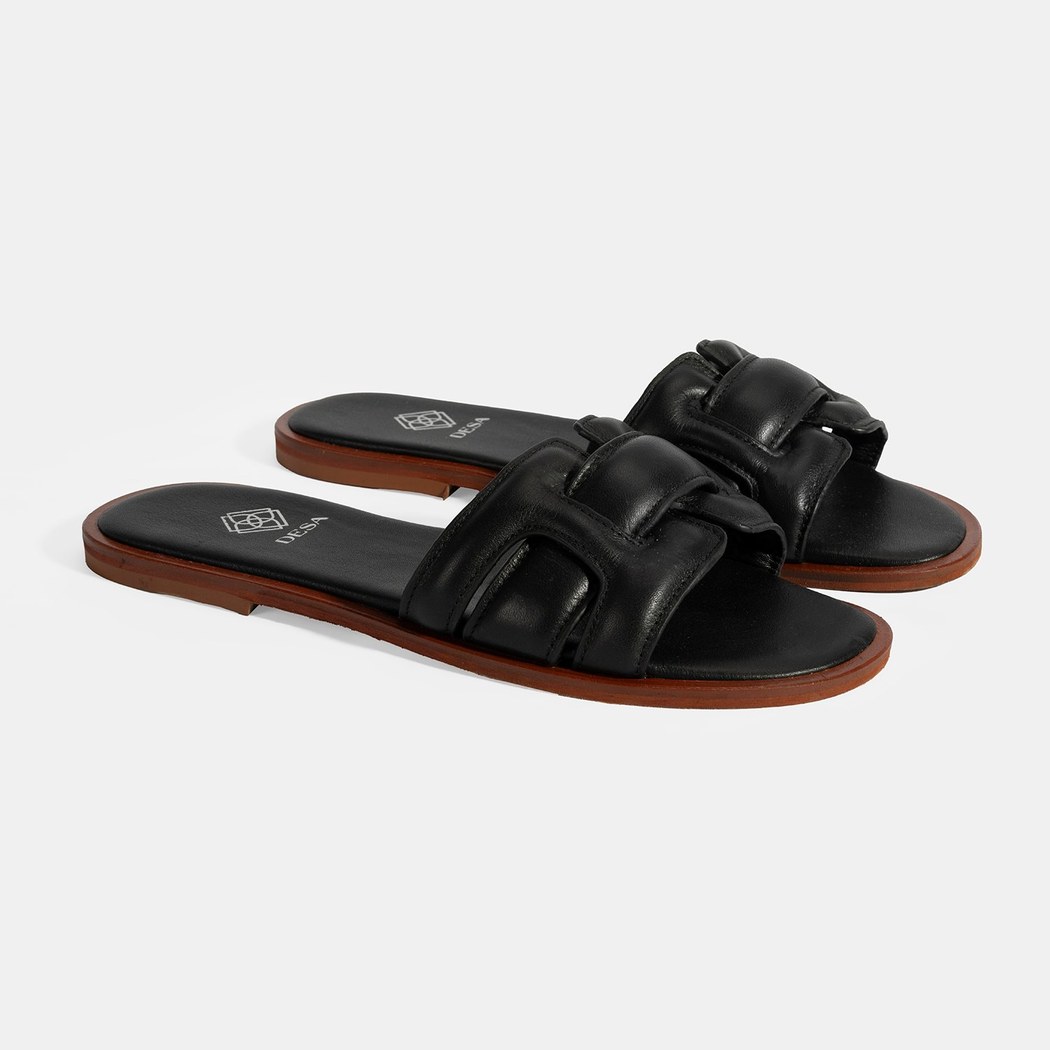 Kadın Siyah Deri Terlik