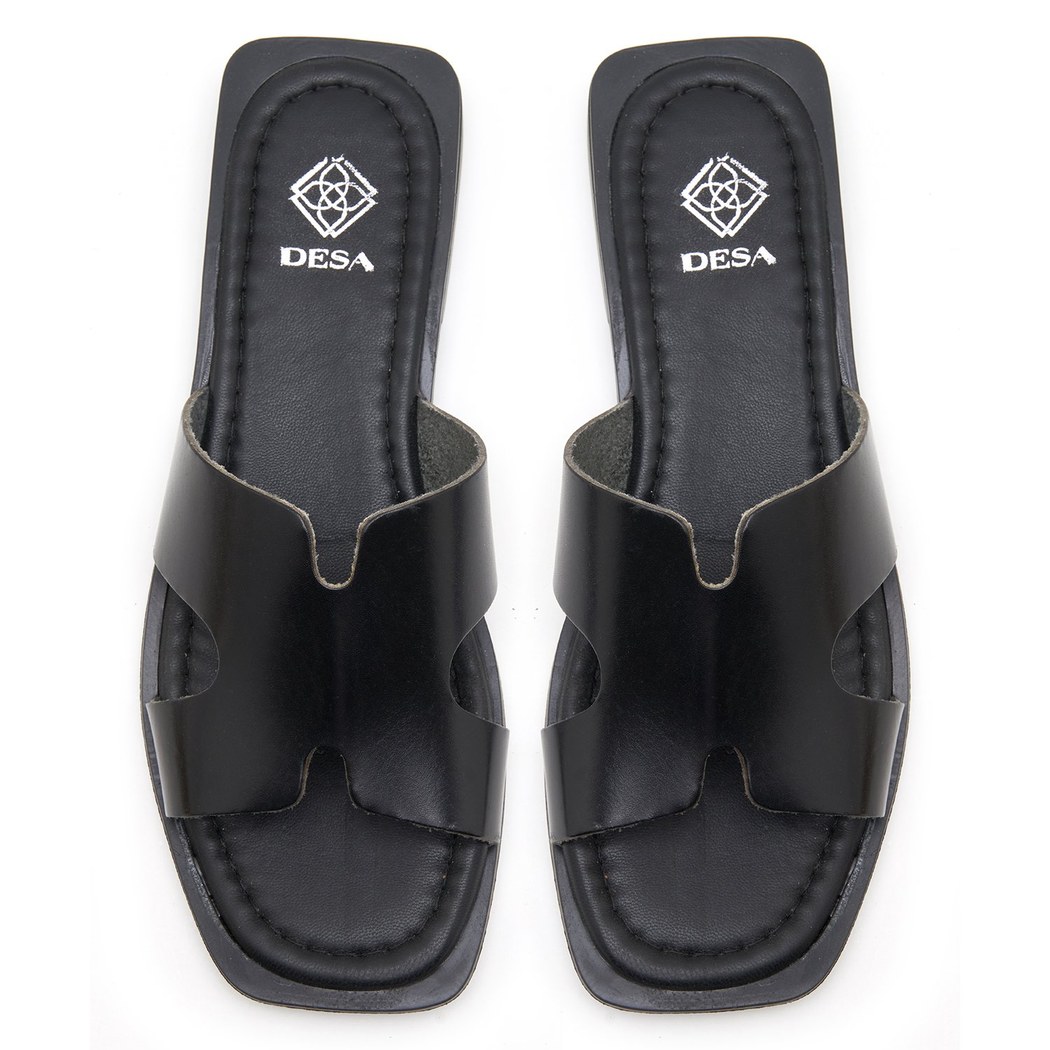 Kadın Siyah Deri Terlik