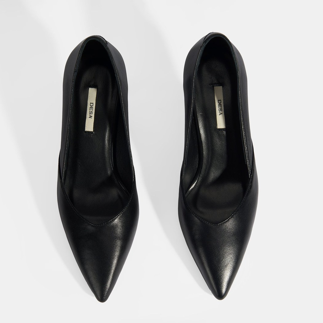 Kadın Siyah Deri Topuklu Klasik Ayakkabı