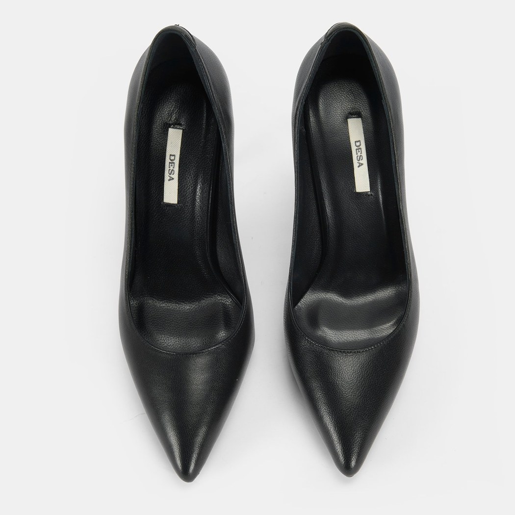 Kadın Siyah Deri Topuklu Klasik Ayakkabı