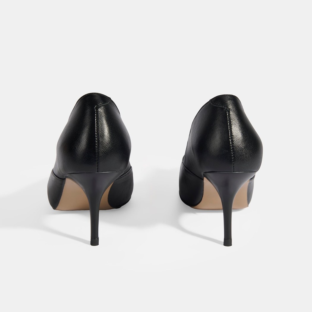 Kadın Siyah Deri Topuklu Klasik Ayakkabı