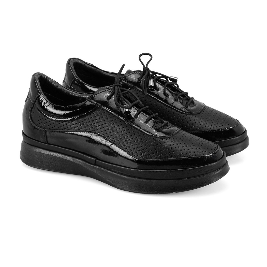 Kadın Siyah DesaComfort Deri Spor Ayakkabı