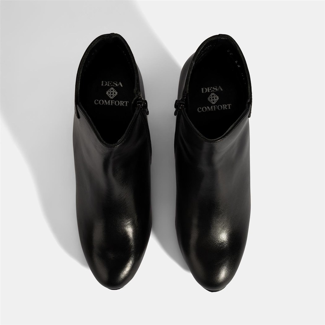 Kadın Siyah DesaComfort Deri Topuklu Chelsea Bot