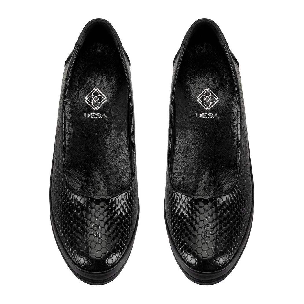 Kadın Siyah DesaComfort Dolgu Topuklu Deri Günlük Ayakkabı