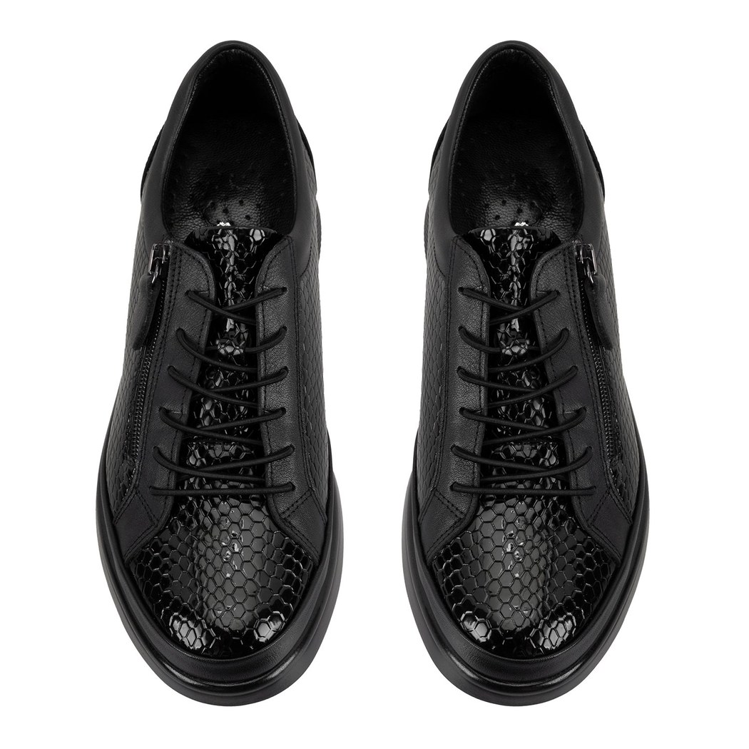 Kadın Siyah DesaComfort Kroko Baskılı Deri Günlük Ayakkabı