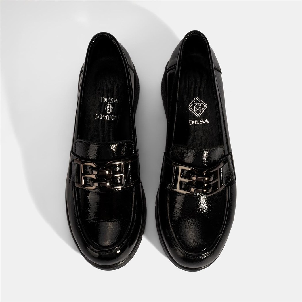 Kadın Siyah DesaComfort Toka Detaylı Deri Ayakkabı