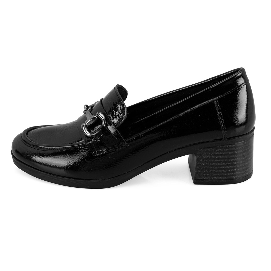 Kadın Siyah DesaComfort Topuklu Deri Loafer