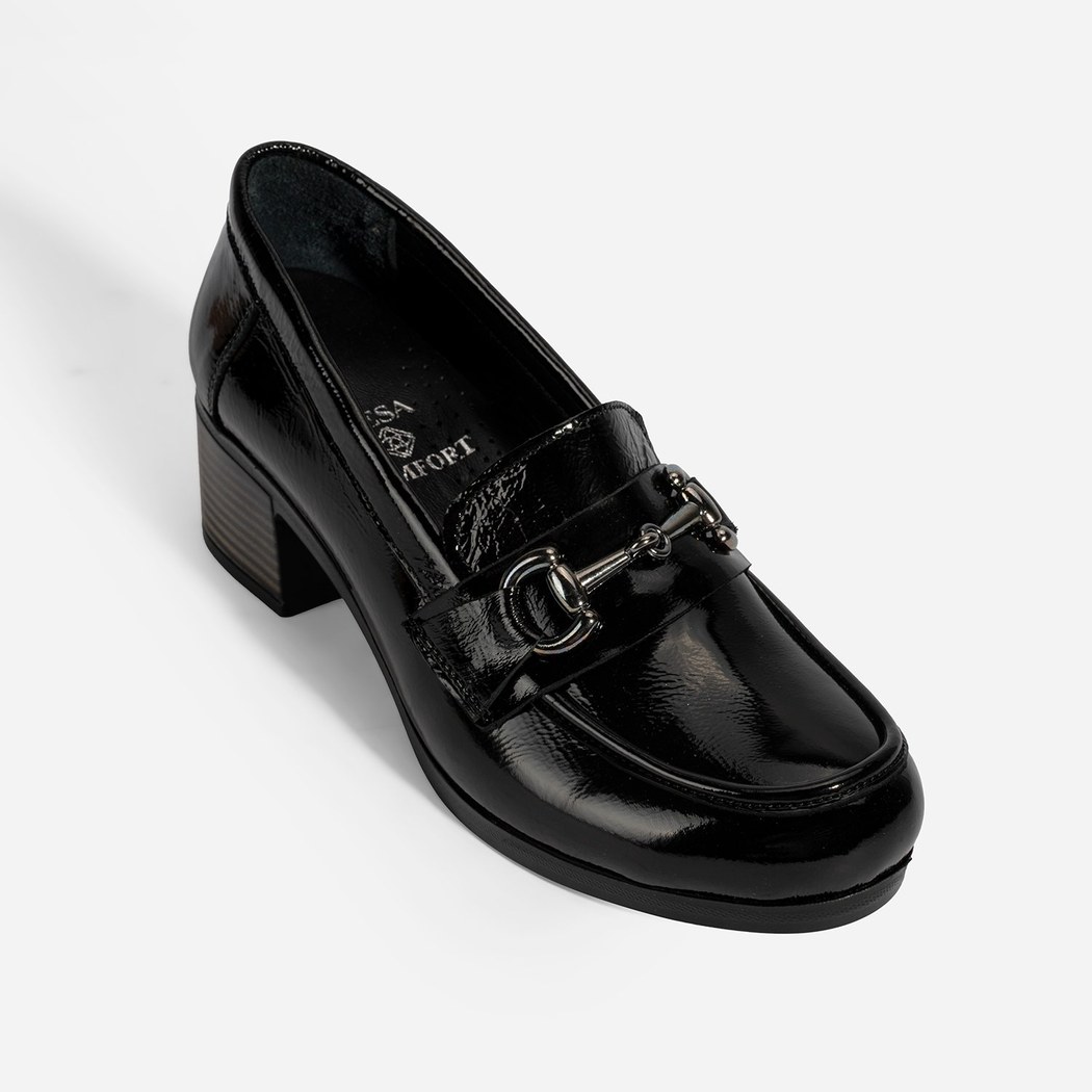 Kadın Siyah DesaComfort Topuklu Rugan Ayakkabı