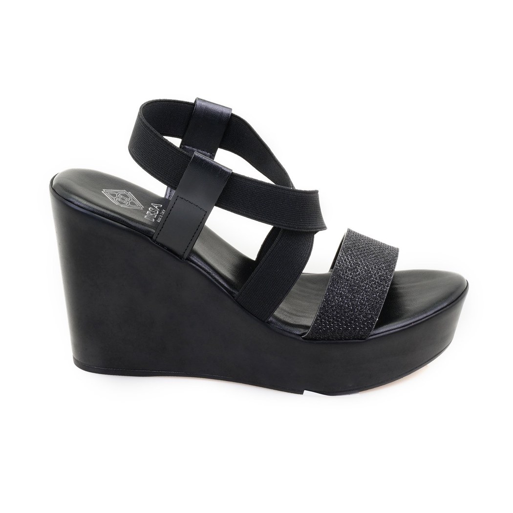 Kadın Siyah Dolgu Topuklu Sandalet