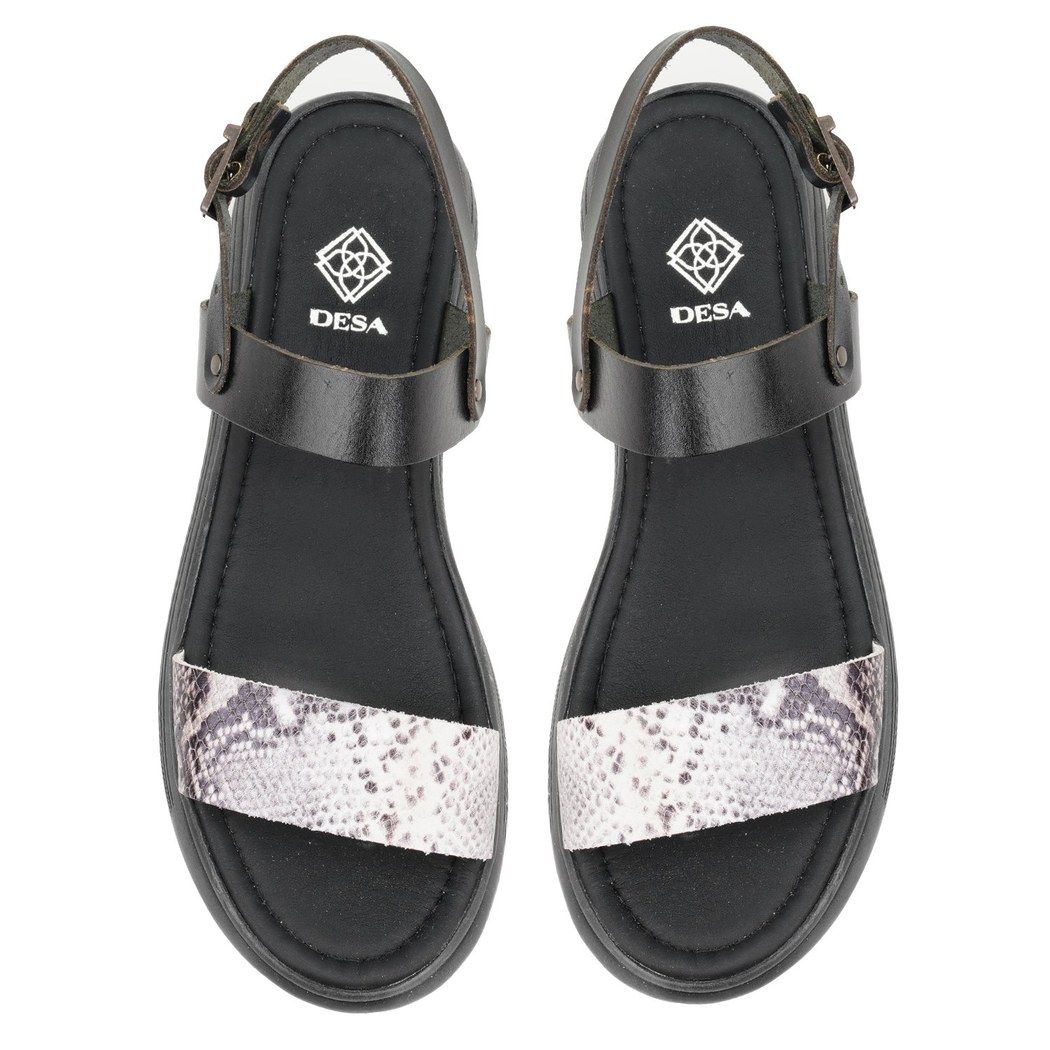 Kadın Siyah Egzotik Deri Sandalet