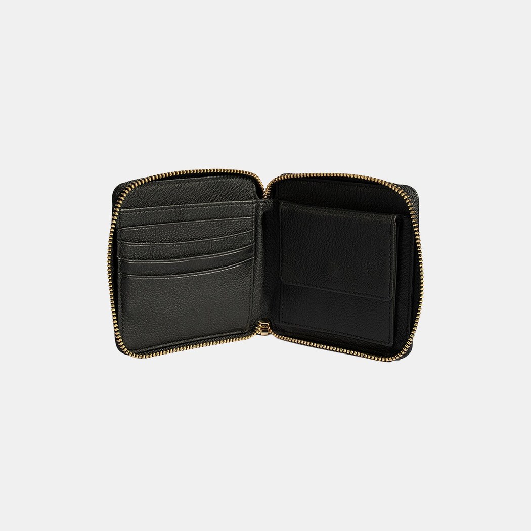 Kadın Siyah Fermuarlı Deri Cüzdan