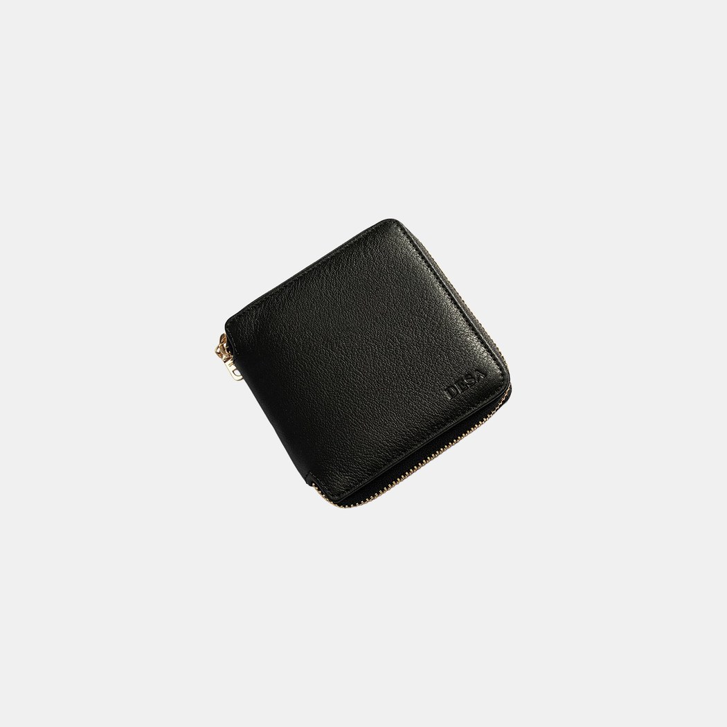 Kadın Siyah Fermuarlı Deri Cüzdan