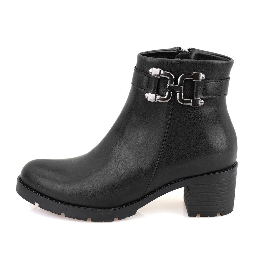 Kadın Siyah Fermuarlı Topuklu Bot
