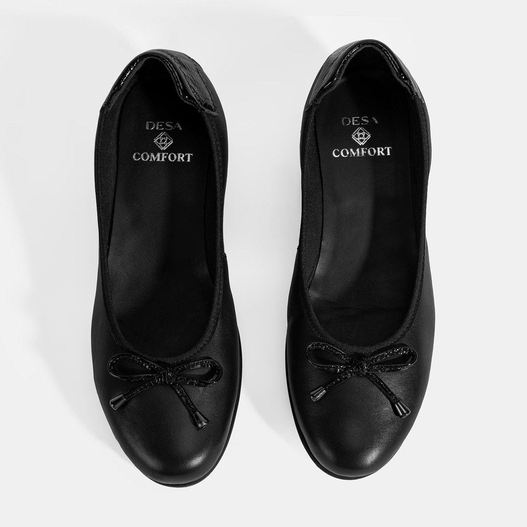 Kadın Siyah Fiyonk Detaylı DesaComfort Deri Ayakkabı