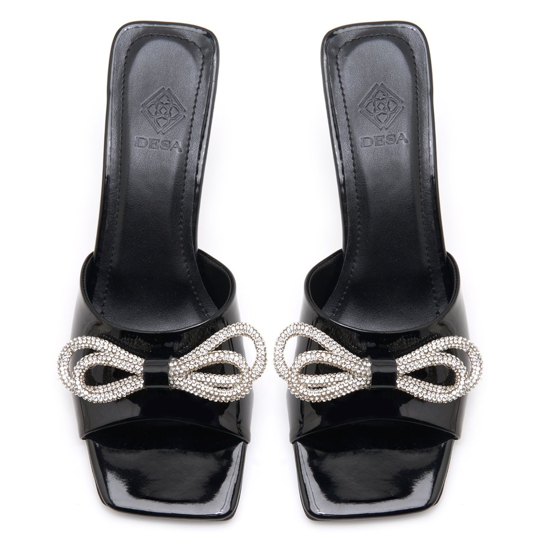 Kadın Siyah Fiyonklu Topuklu Terlik