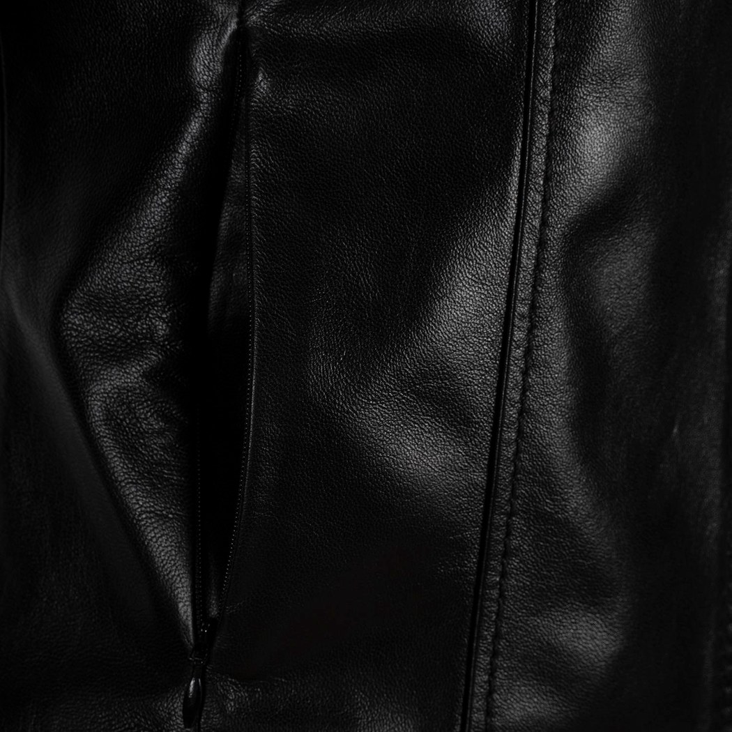 Kadın Siyah Gömlek Yakalı Fit Deri Ceket