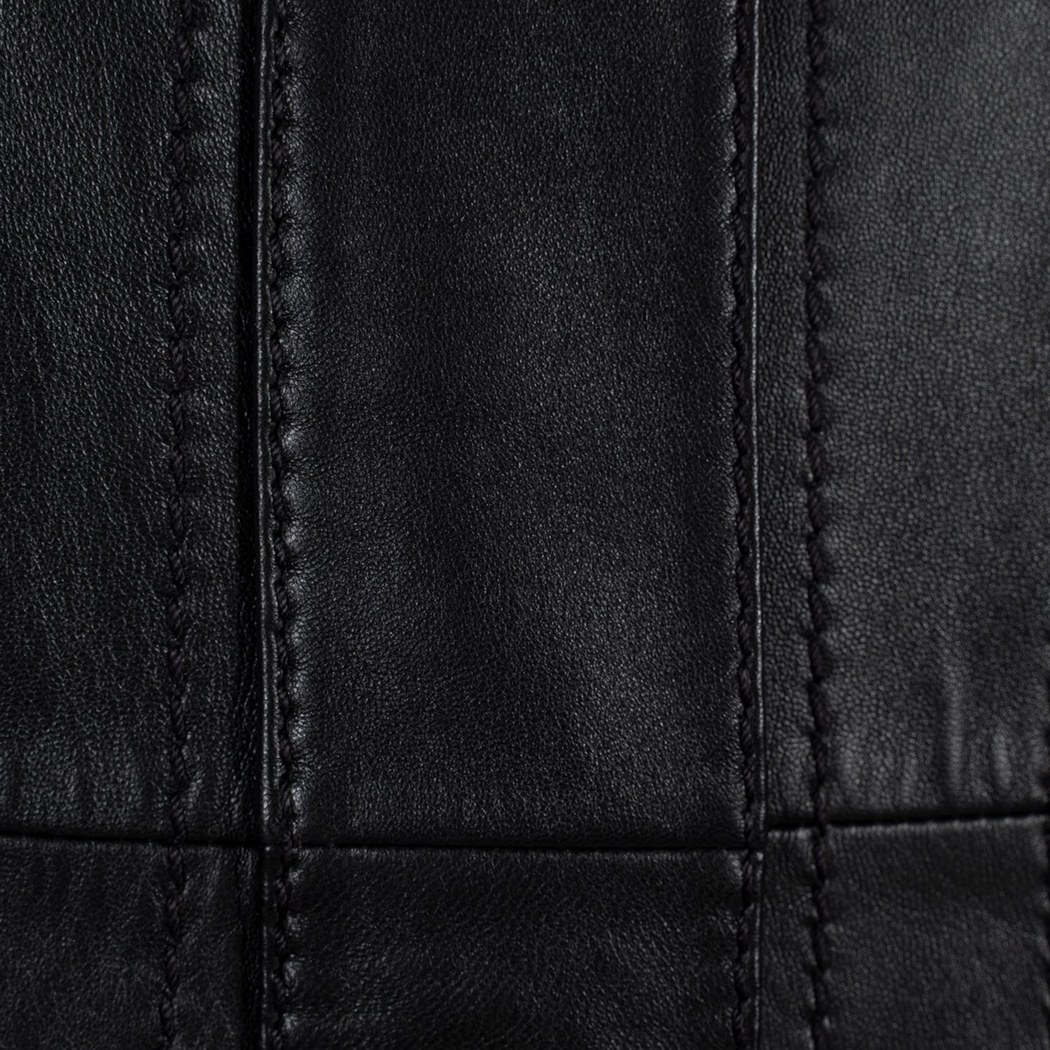 Kadın Siyah Hakim Yakalı Kapüşonlu Deri Kaban