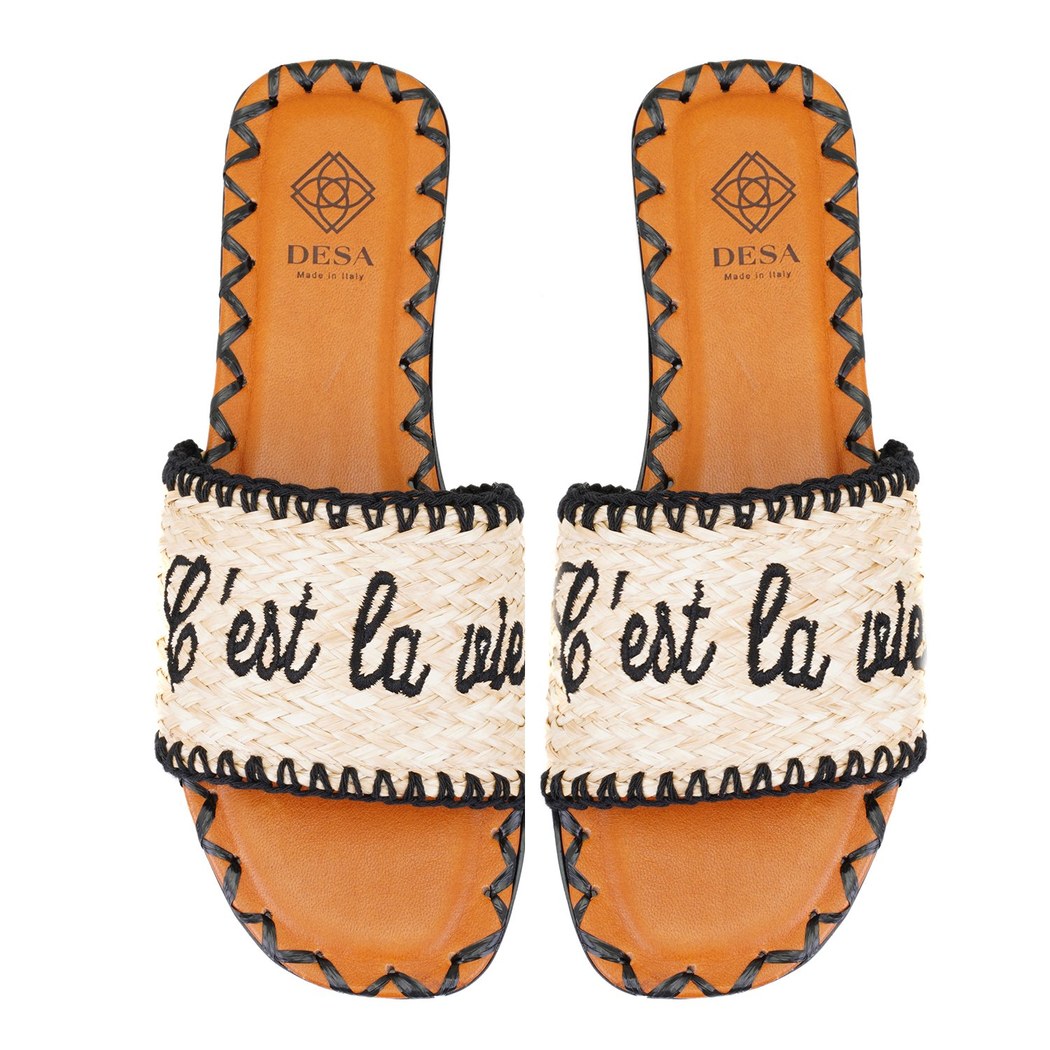 Kadın Siyah Hasır Örgülü Terlik