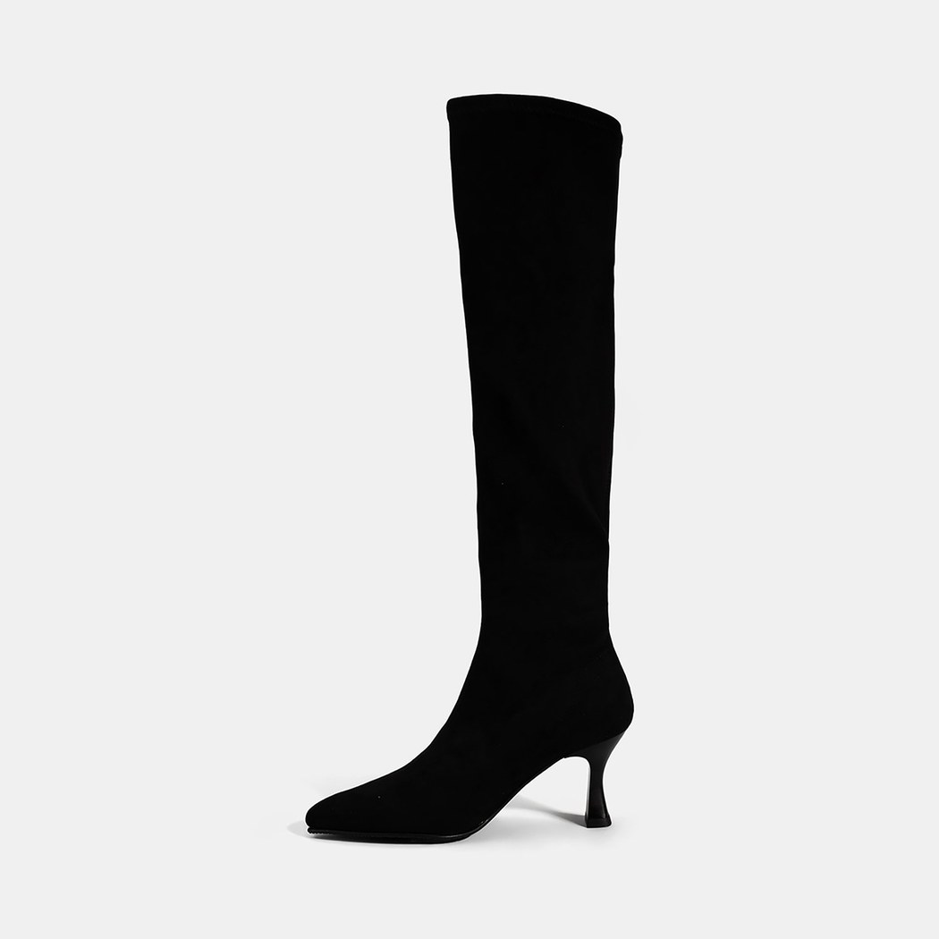 Kadın Siyah İnce Topuklu Stretch Çizme