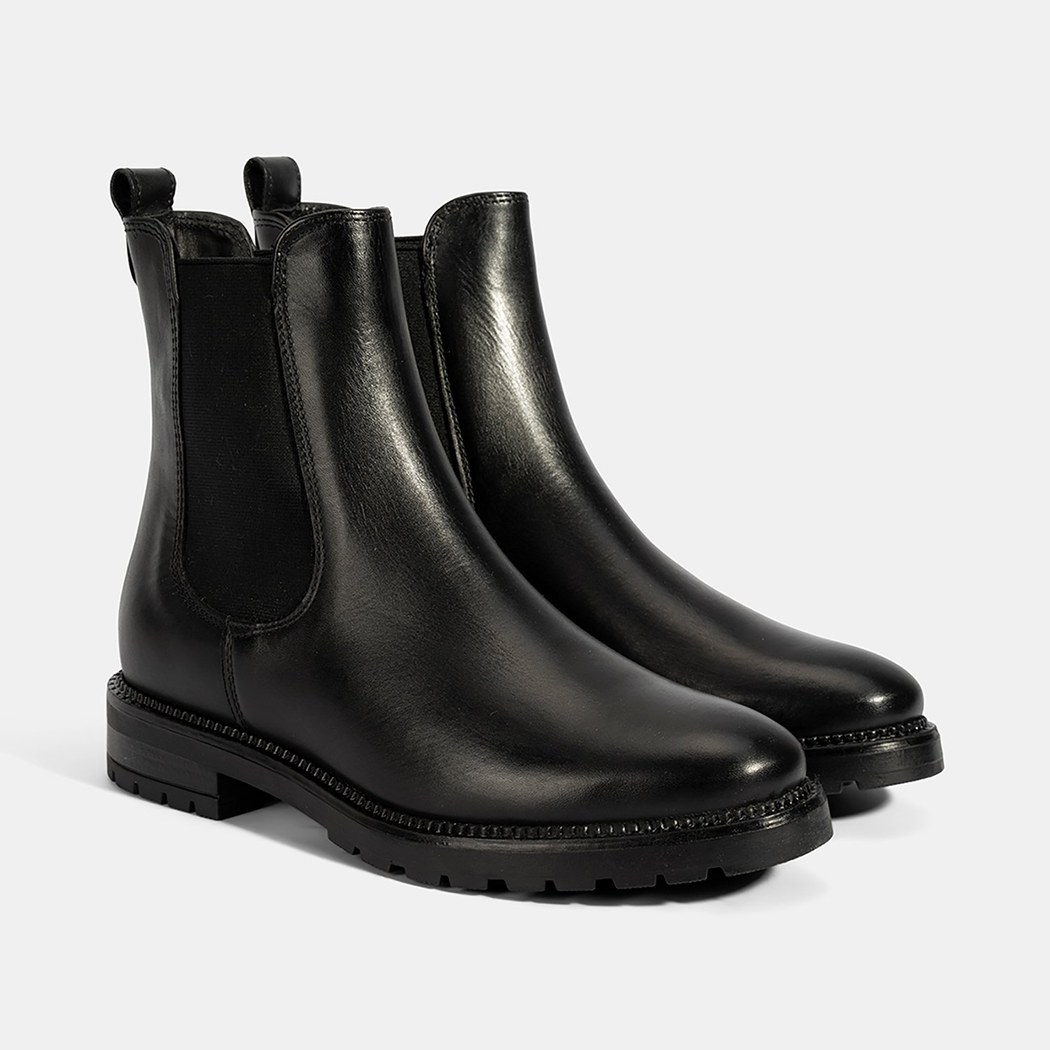 Kadın Siyah Kalın Topuklu Deri Bot