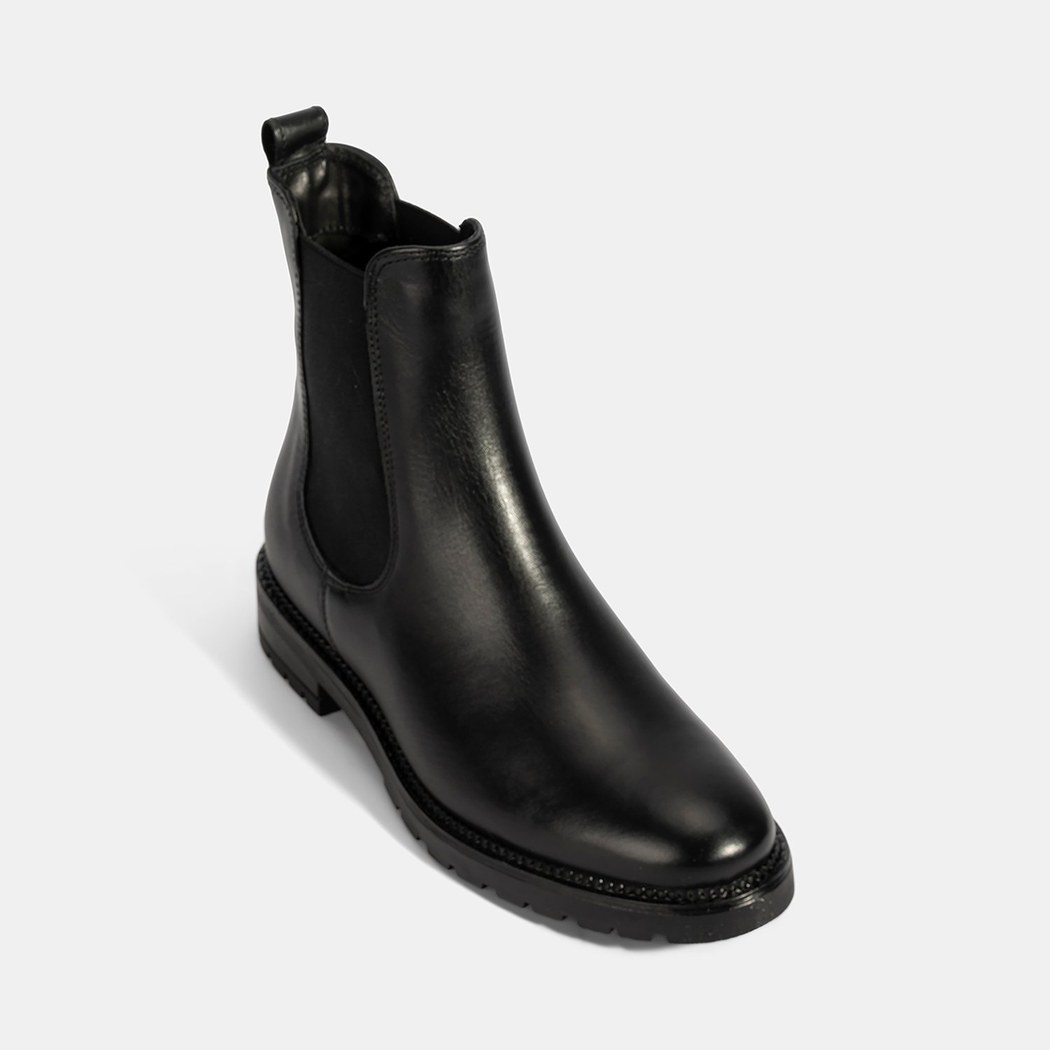 Kadın Siyah Kalın Topuklu Deri Bot