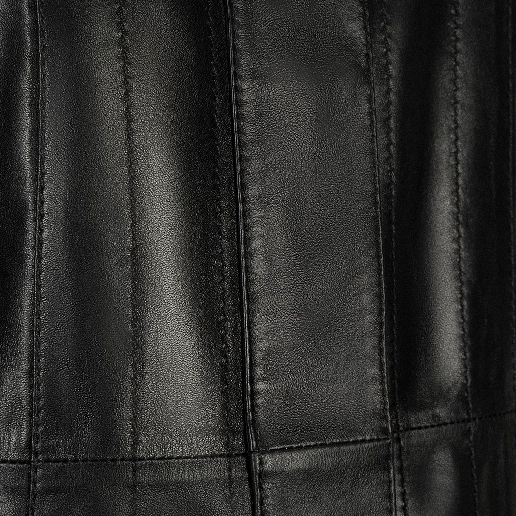 Kadın Siyah Kapüşonlu Deri Mont