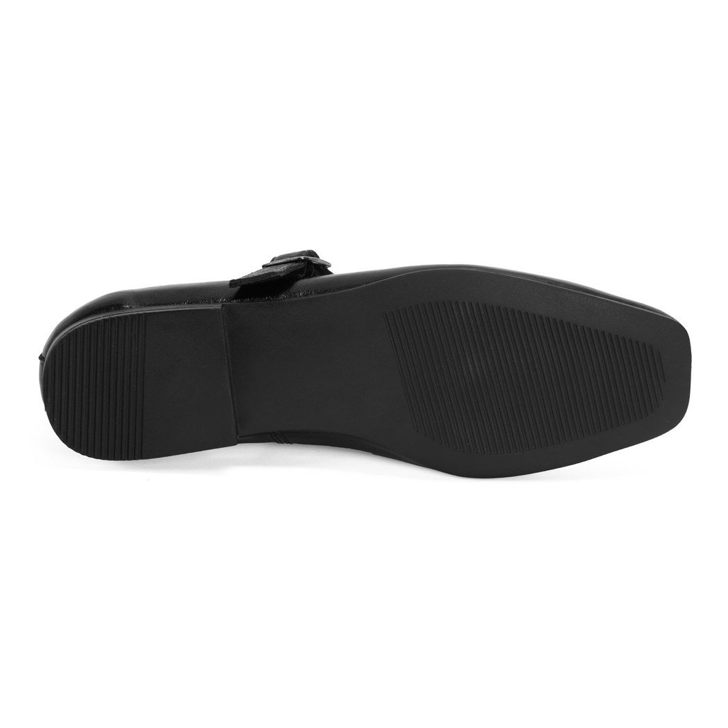 Kadın Siyah Kemer Aksesuarlı Rugan Mary Jane Babet 