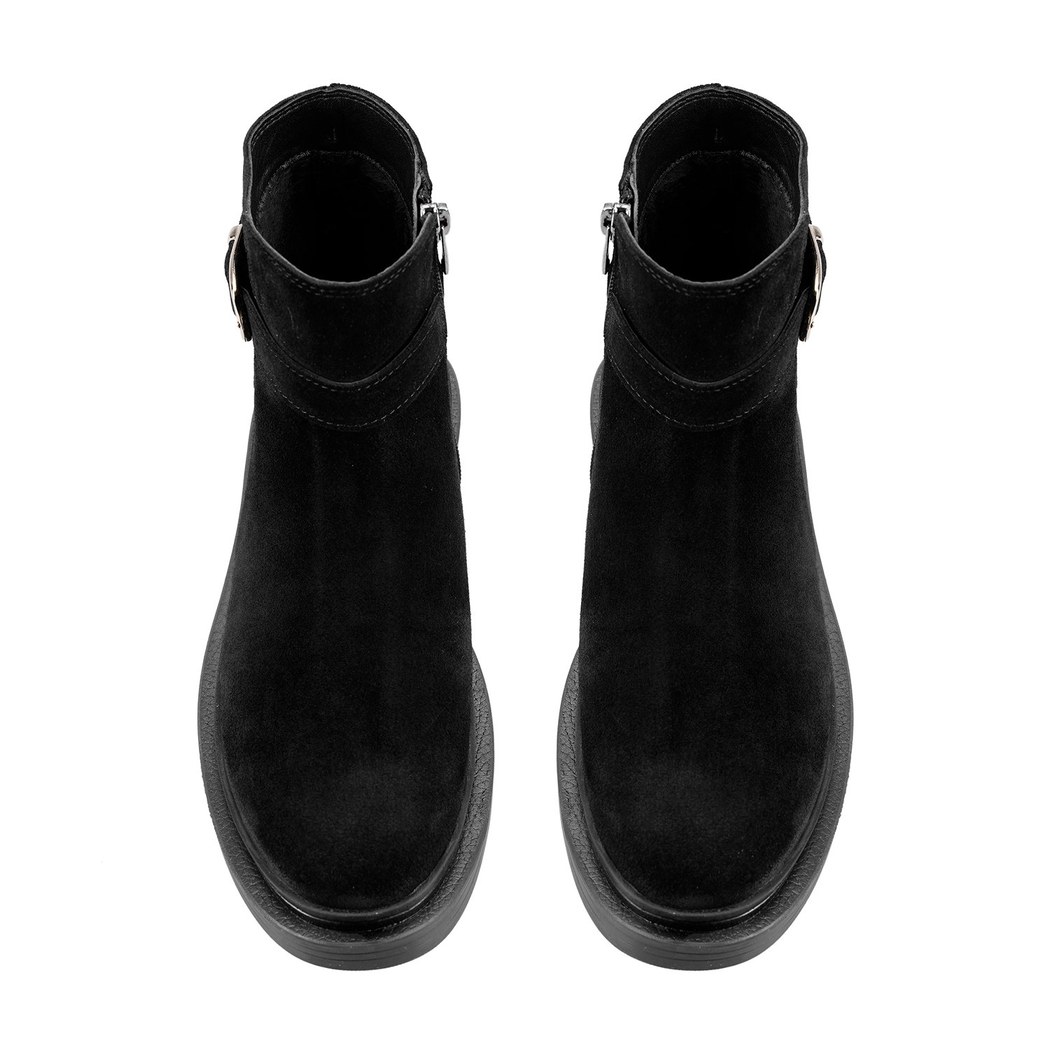 Kadın Siyah Kemer Aksesuarlı Süet Bot