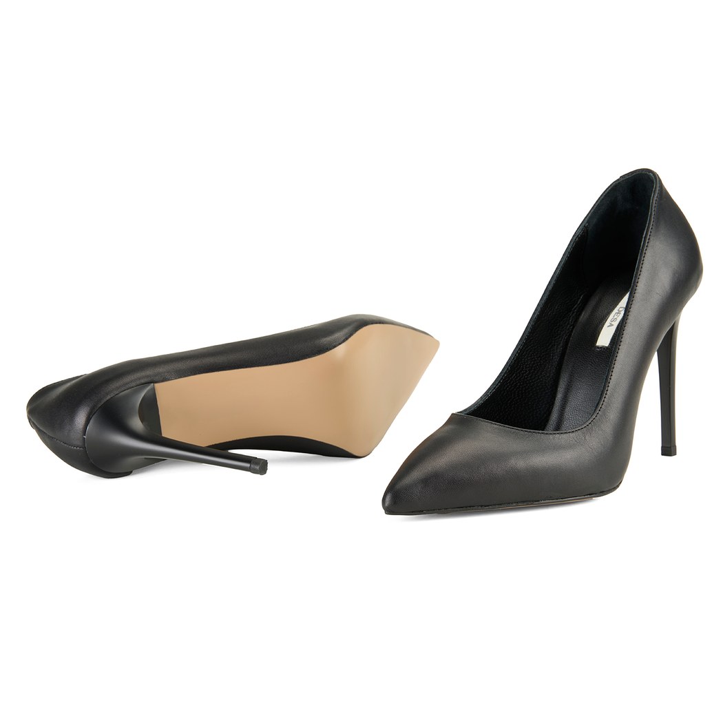 Kadın Siyah Klasik Deri Stiletto