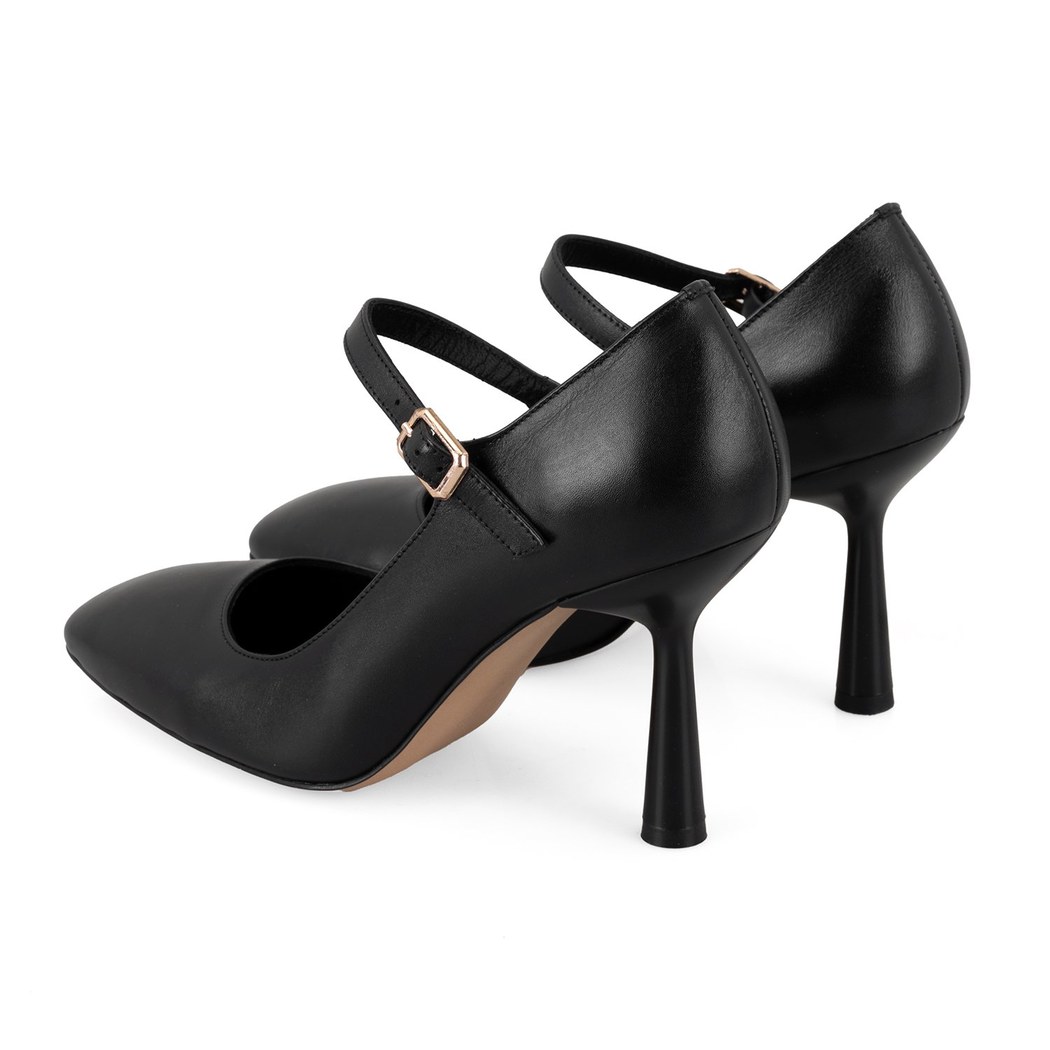 Kadın Siyah Klasik Topuklu Deri Ayakkabı