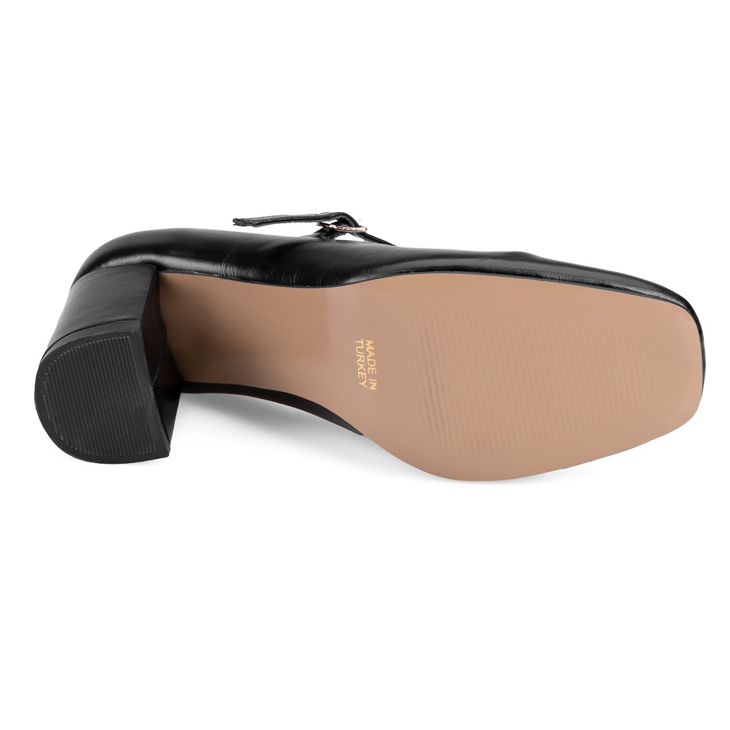 Kadın Siyah Klasik Topuklu Deri Ayakkabı