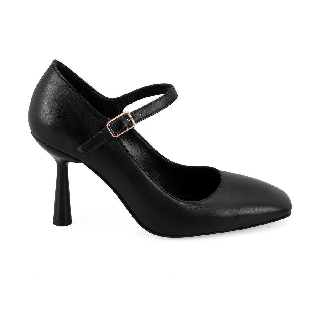 Kadın Siyah Klasik Topuklu Deri Ayakkabı