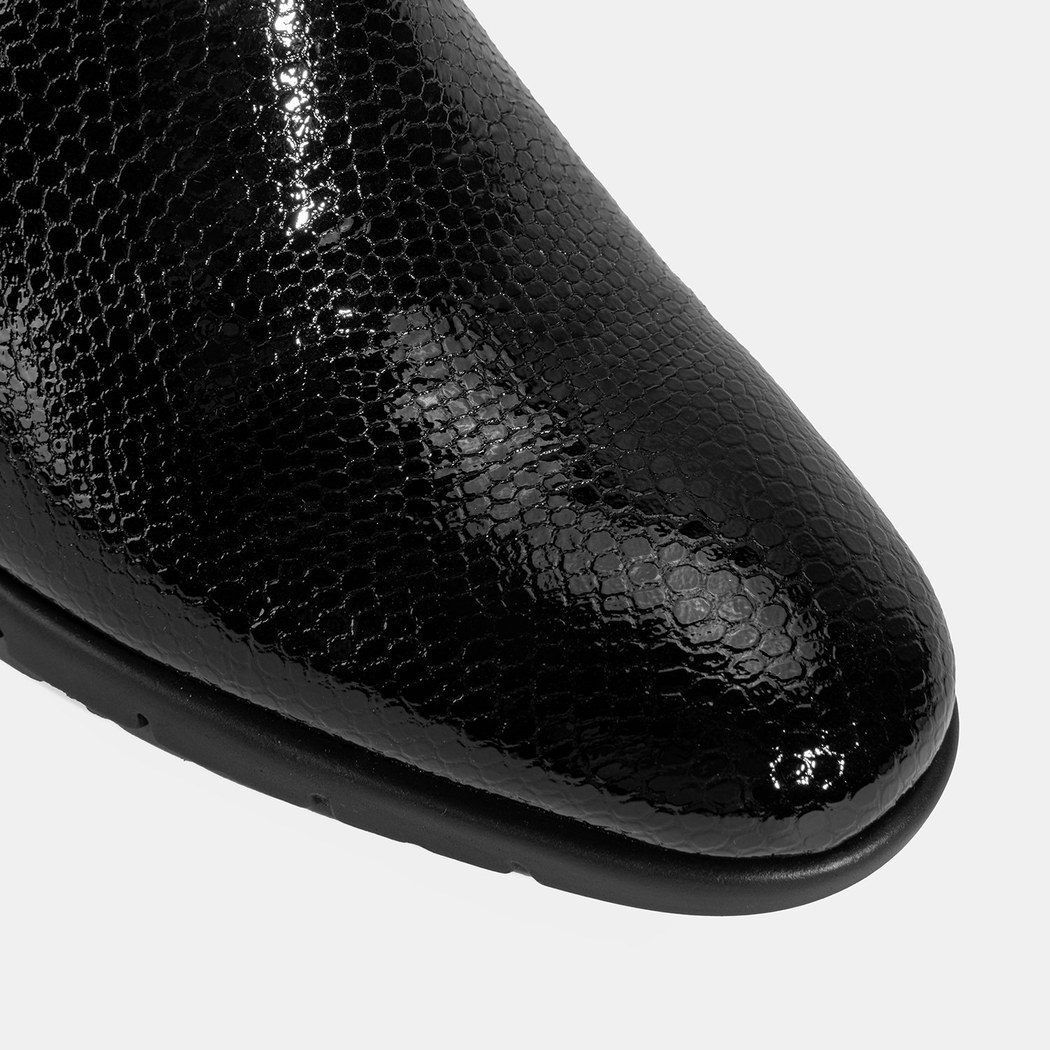 Kadın Siyah Kroko Baskılı DesaComfort Topuklu Deri Ayakkabı