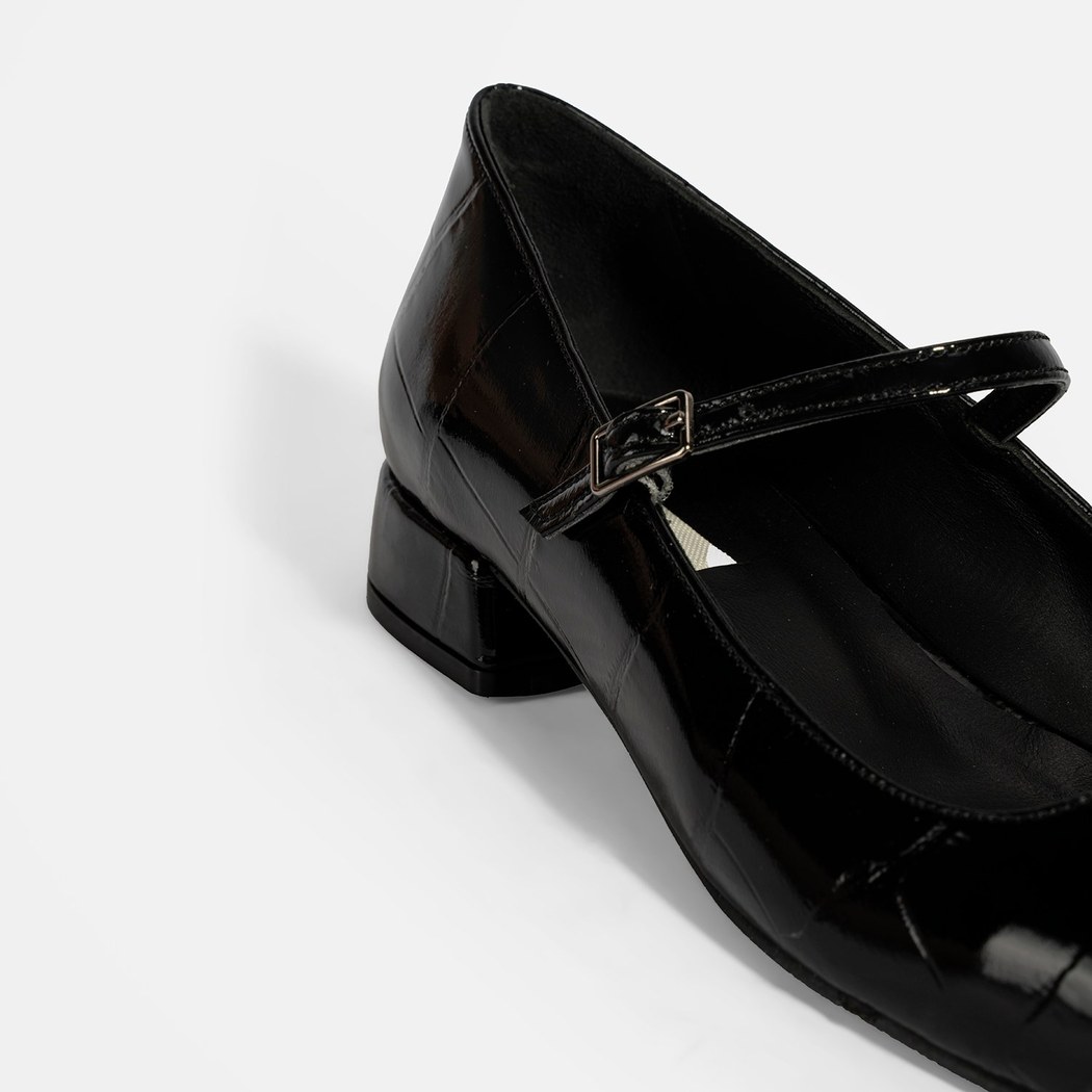 Kadın Siyah Kroko Baskılı Mary Jane Günlük Ayakkabı