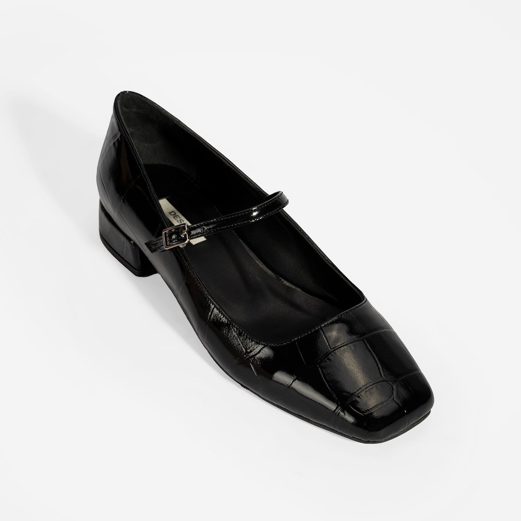 Kadın Siyah Kroko Baskılı Mary Jane Günlük Ayakkabı