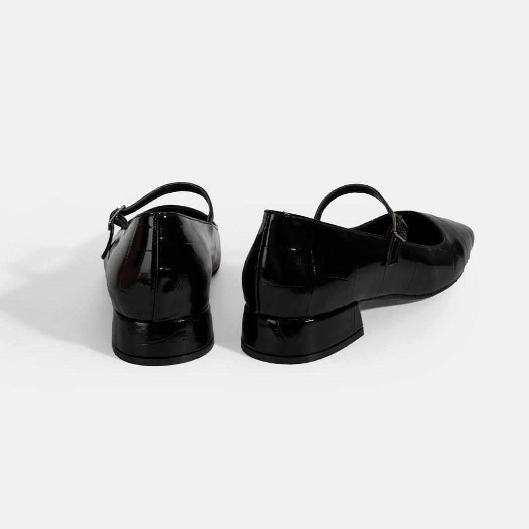 Kadın Siyah Kroko Baskılı Mary Jane Günlük Ayakkabı