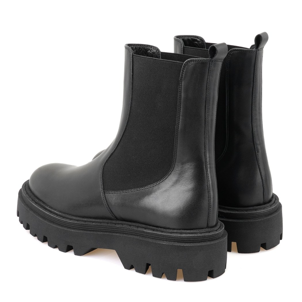 Kadın Siyah Lastikli Deri Chelsea Bot