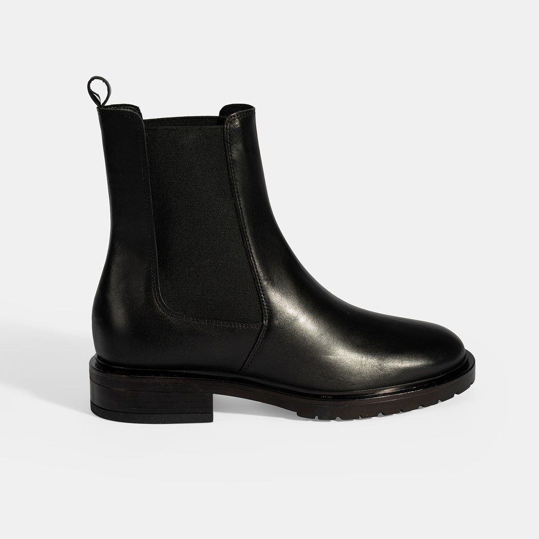 Kadın Siyah Lastikli Deri Chelsea Bot