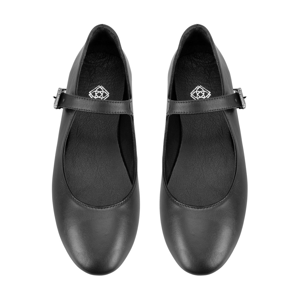 Kadın Siyah Mary Jane Deri Babet