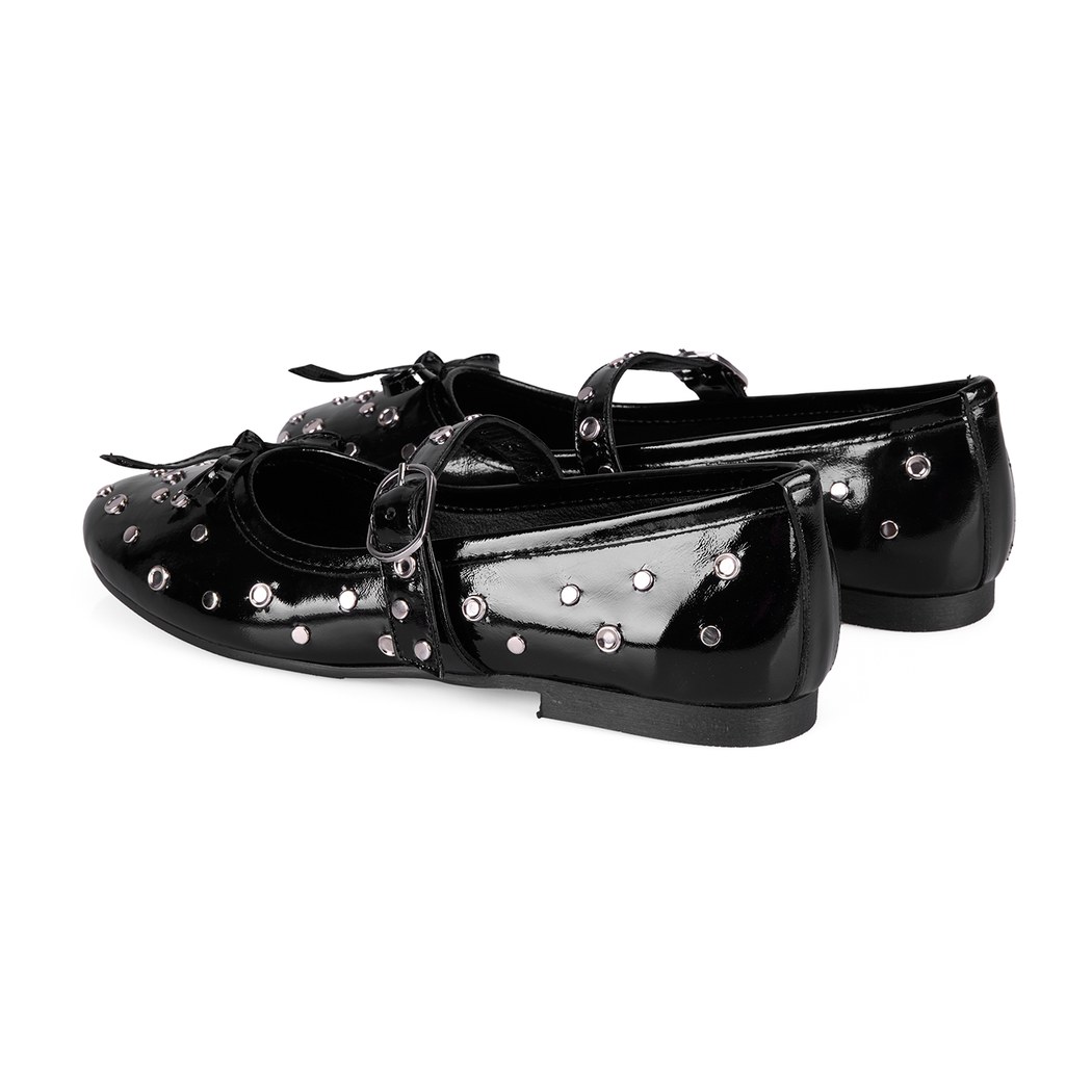 Kadın Siyah Mary Jane Deri Babet